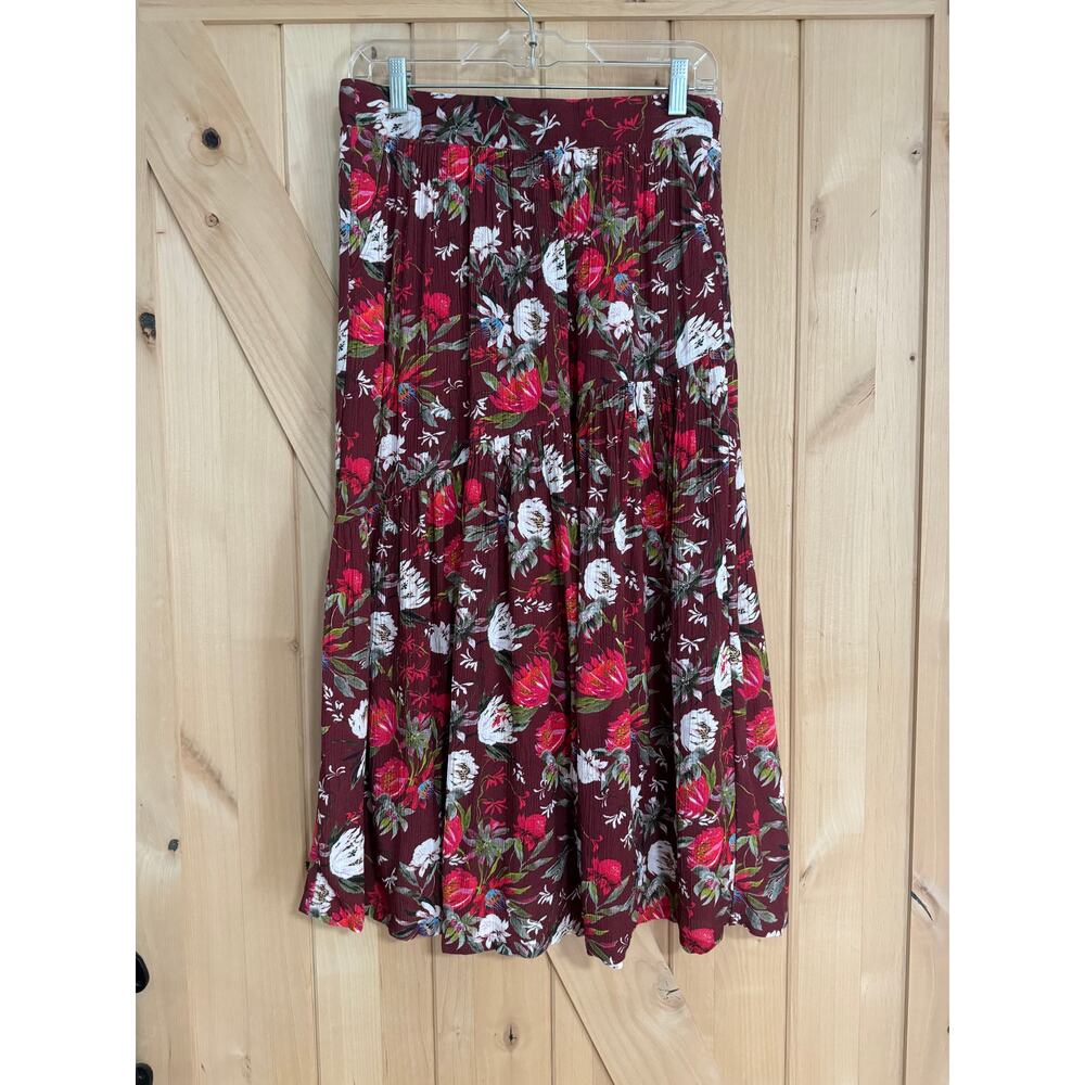 Garnet Hill | Mila Crepe Pull On Floral Midi Skirt | Size XS (0-2)